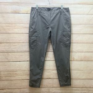 EILEEN FISHER Size 14 Cargo Pants Ankle Zip Grey Slim Straight Leg Cotton Blend